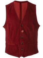 Lardini Flower Detail Waistcoat, Men's, Size: 48, Red, Cotton/spandex/elastane