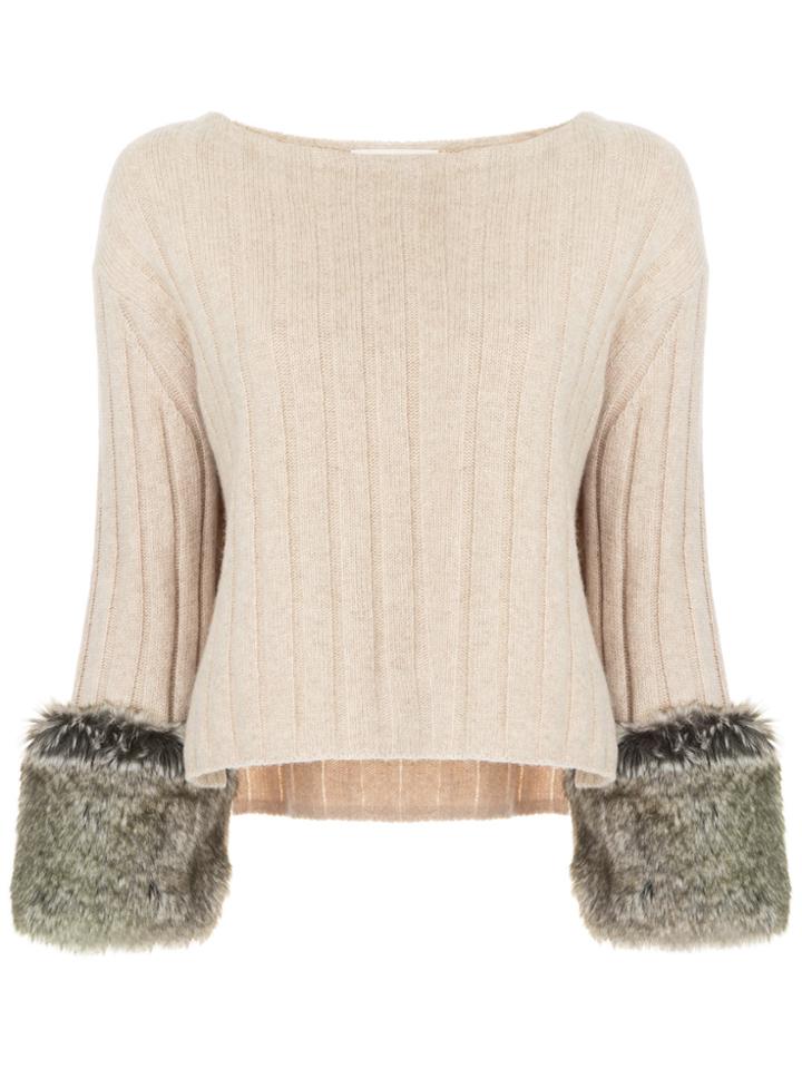 Estnation Furry Trim Jumper - Nude & Neutrals