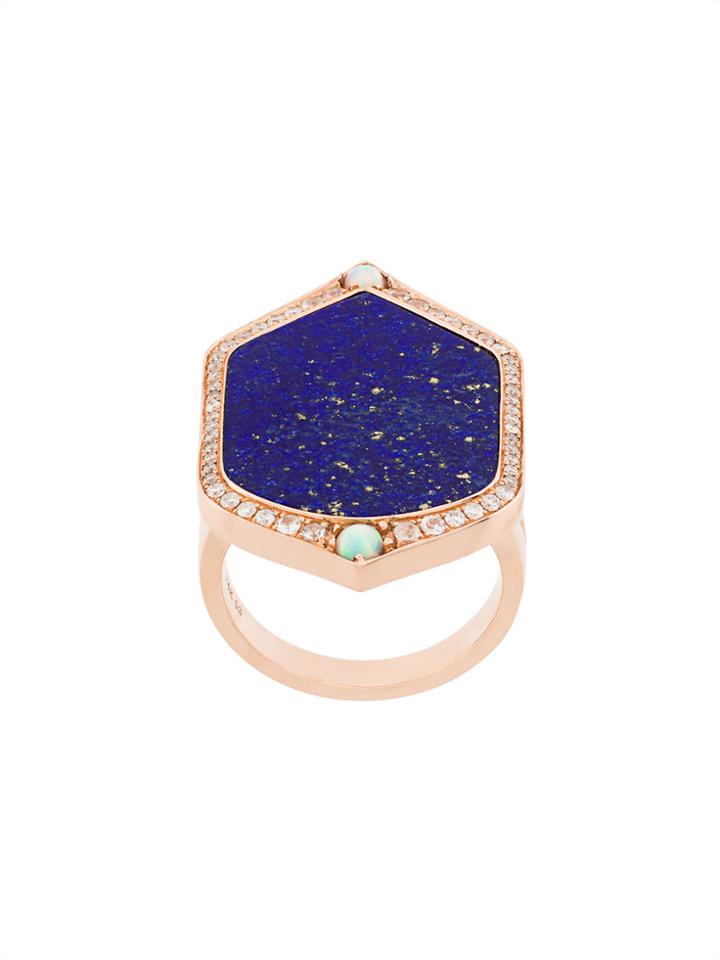 Joëlle Jewellery Lapis And Diamond Set Ring - Blue