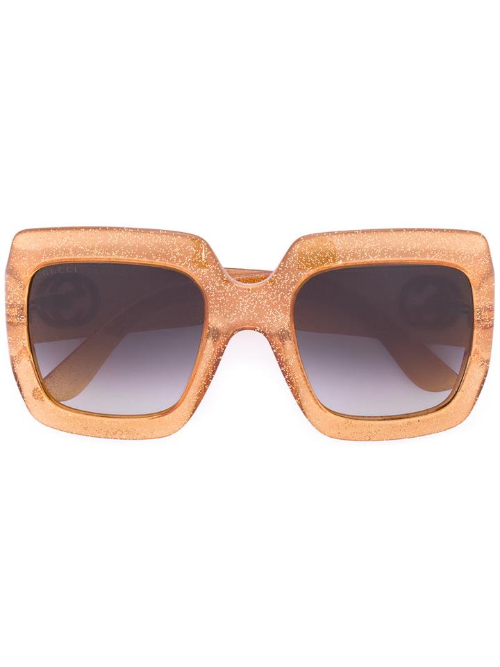 Gucci Eyewear Oversize Square Frame Sunglasses, Women's, Size: 54, Yellow/orange, Acetate