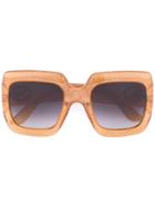 Gucci Eyewear Oversize Square Frame Sunglasses, Women's, Size: 54, Yellow/orange, Acetate