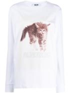 Msgm Printed Cat Sweatshirt - White
