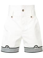 Ports 1961 Military Patch Shorts, Men's, Size: 52, White, Cotton/spandex/elastane