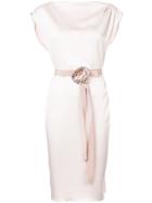 Paule Ka Belted Shift Dress - Pink & Purple
