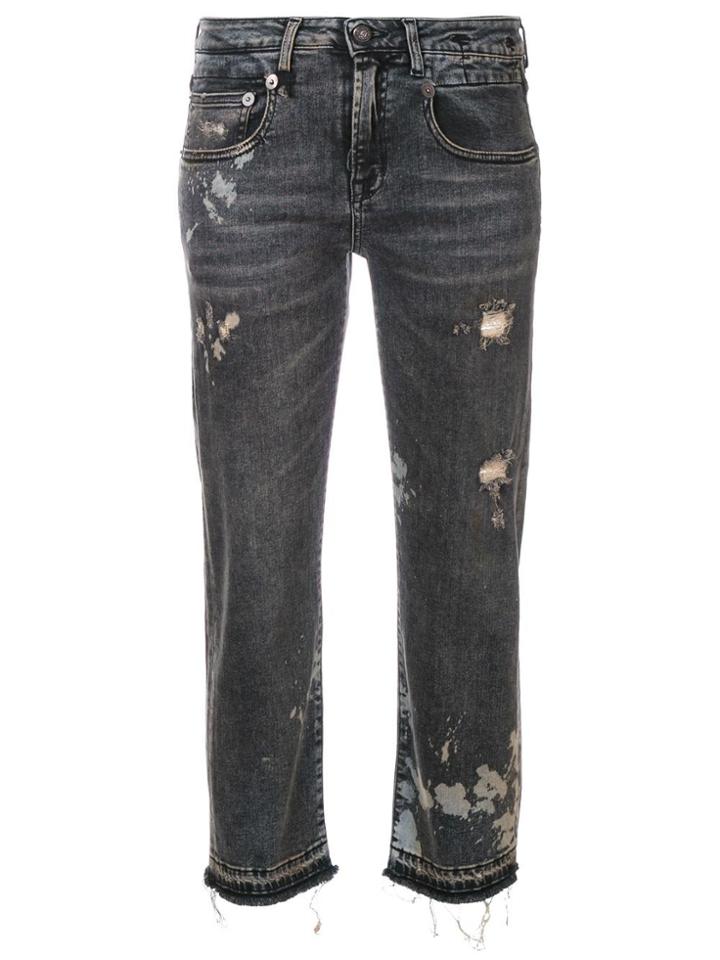 R13 Straight Cropped Jeans - Grey