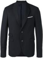 Neil Barrett Two Button Blazer, Men's, Size: 46, Blue, Elastodiene/polyester/virgin Wool/polyester
