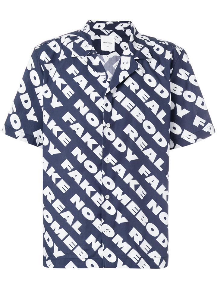 Wood Wood Text Print Short-sleeve Shirt - Blue