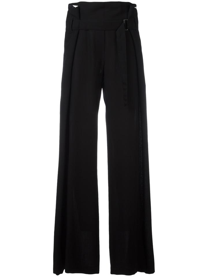 Ann Demeulemeester Draped Belted Waist Trousers, Women's, Size: 34, Black, Virgin Wool/silk/spandex/elastane/rayon