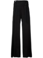 Ann Demeulemeester Draped Belted Waist Trousers, Women's, Size: 34, Black, Virgin Wool/silk/spandex/elastane/rayon