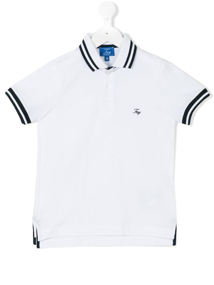 Fay Kids - Contrast Striped Trim Polo Shirt - Kids - Cotton - 6 Yrs, White