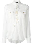 Balmain Lace-up Shirt, Women's, Size: 40, White, Cotton