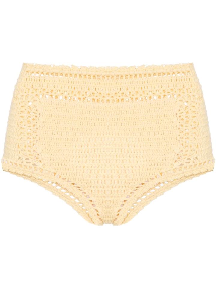 She Made Me Essential Crochet Bikini Bottoms - Yellow