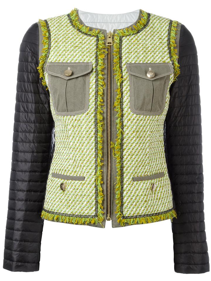 Fay - Padded Sleeve Tweed Jacket - Women - Cotton/polyamide/polyester/polyurethane - M, Black, Cotton/polyamide/polyester/polyurethane
