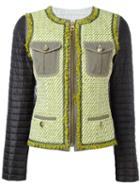 Fay - Padded Sleeve Tweed Jacket - Women - Cotton/polyamide/polyester/polyurethane - M, Black, Cotton/polyamide/polyester/polyurethane