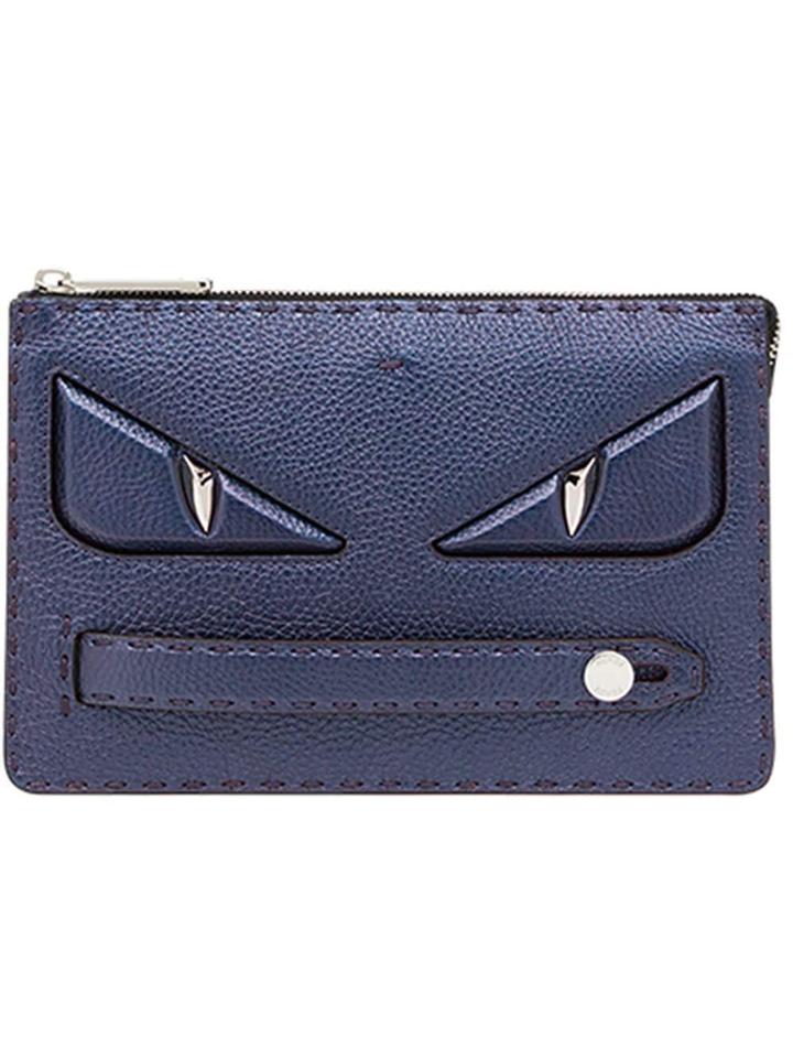 Fendi Slim Appliqué Clutch Bag - Blue