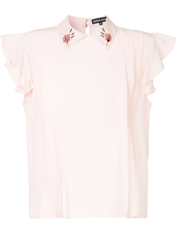 Markus Lupfer Embellished Collar Shirt - Pink & Purple
