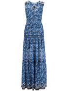 Veronica Beard Printed Maxi Dress, Women's, Size: 8, Blue, Silk