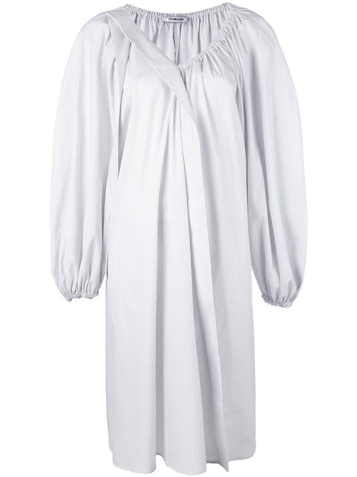 Chalayan - Striped Balloon Dress - Women - Cotton/polyester - One Size, White, Cotton/polyester