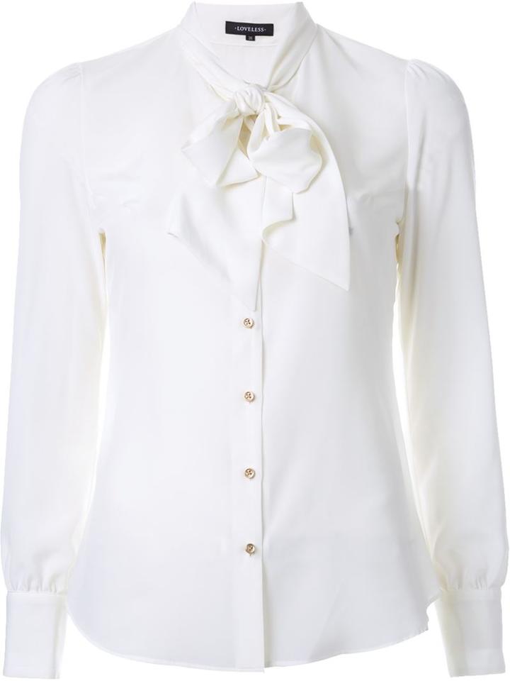Loveless Tie Neck Button Down Shirt