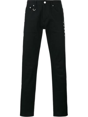 Uniform Experiment Slim-fit Jeans With Python Skin Patch, Men's, Size: 32, Black, Cotton/snake Skin/polyurethane
