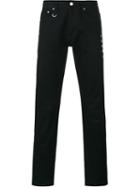 Uniform Experiment Slim-fit Jeans With Python Skin Patch, Men's, Size: 32, Black, Cotton/snake Skin/polyurethane