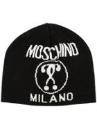 Moschino Logo Print Beanie - Black