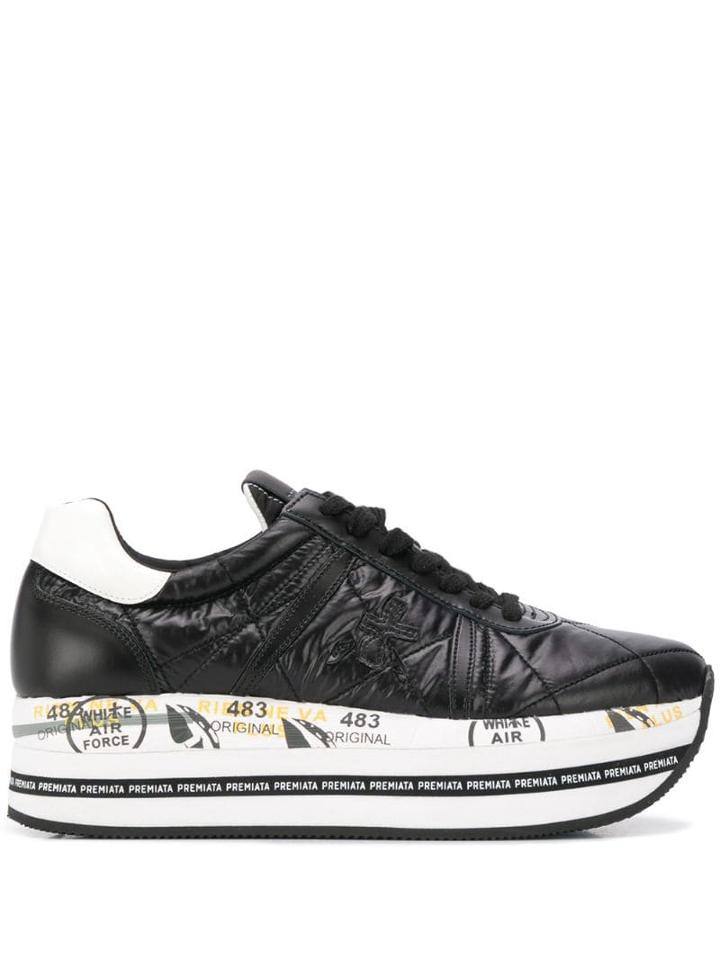 Premiata Beth Quilted Platform Sneakers - Black