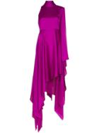 Solace London Naida Asymmetric Draped Dress - Purple