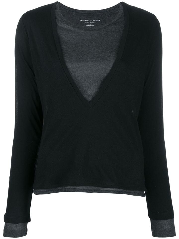 Majestic Filatures Layered Jersey T-shirt - Black