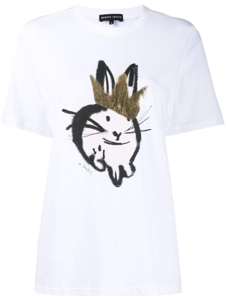 Markus Lupfer Alex Bunny Foil Crown T-shirt - White