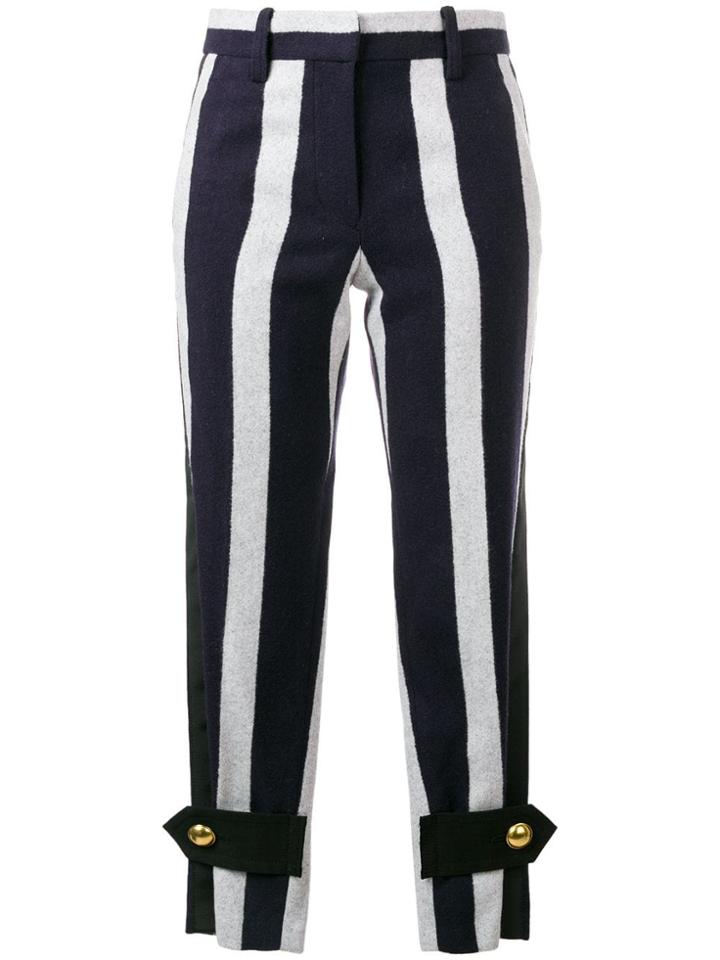 Sacai Striped Cropped Trousers - Blue