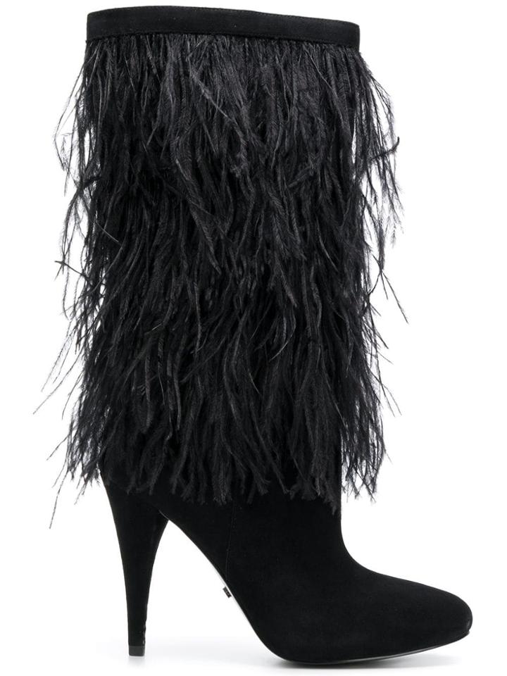 Michael Michael Kors Asha Ostrich Feather-embroidered Boots - Black
