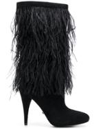 Michael Michael Kors Asha Ostrich Feather-embroidered Boots - Black