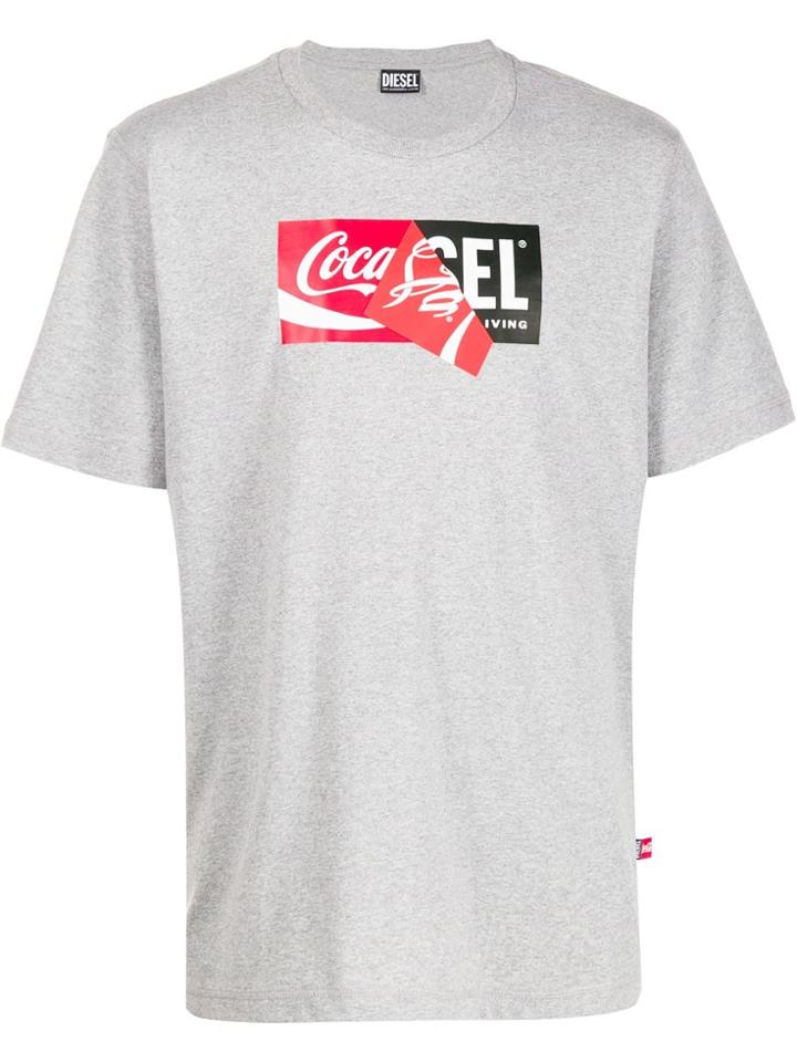 Diesel Recycled Fabric Double Logo T-shirt - Grey