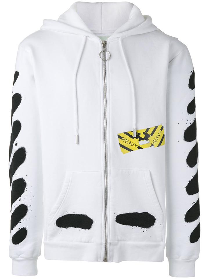 Off-white - Printed Zip Up Hoodie - Men - Cotton - Xs, White, Cotton