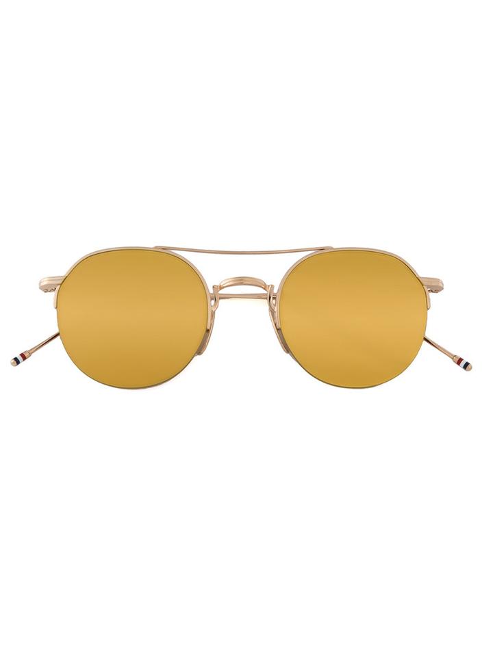 Thom Browne Mirrored Sunglasses, Men's, Size: 49, Grey, Titanium/12kt Gold/enamel