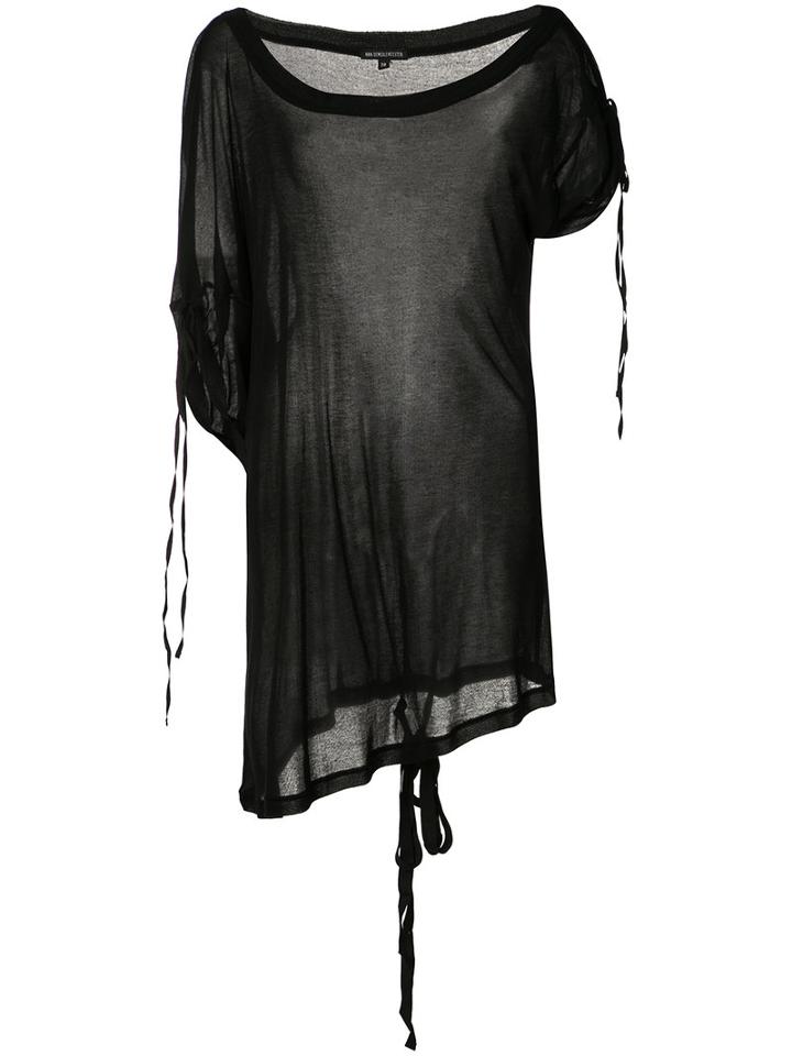 Ann Demeulemeester - Sheer Asymmetric T-shirt - Women - Rayon - 38, Women's, Black, Rayon
