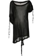 Ann Demeulemeester - Sheer Asymmetric T-shirt - Women - Rayon - 38, Women's, Black, Rayon