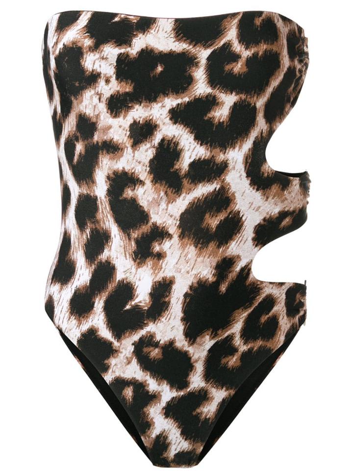 Philipp Plein Leopard Print One Piece - Black