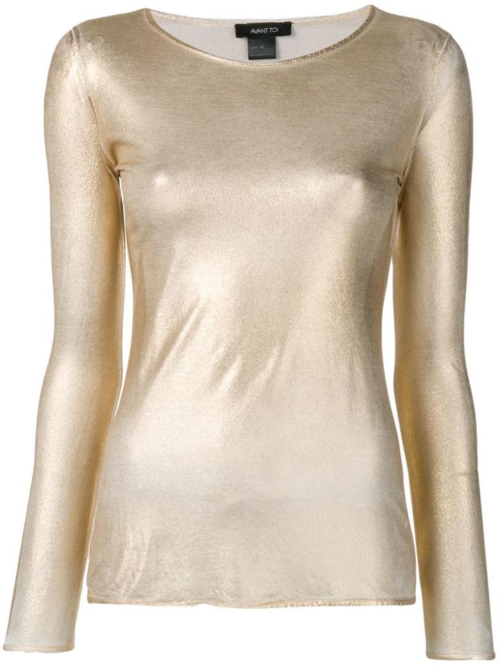Avant Toi Metallic Effect Longsleeved T-shirt - Gold