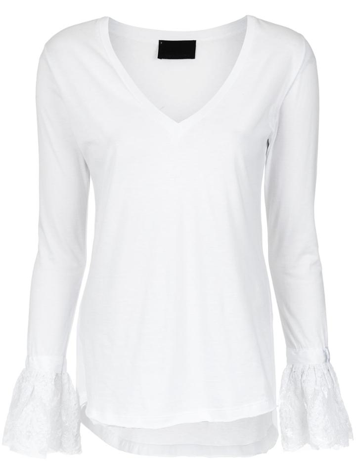 Andrea Bogosian Lace Cuffs Blouse - White