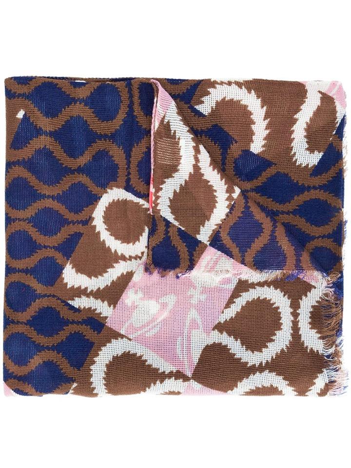 Vivienne Westwood 'squiggle' Scarf, Adult Unisex, Brown, Silk/wool/virgin Wool