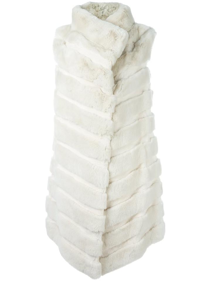 Yves Salomon Panelled Sleeveless Coat, Women's, Size: 38, Nude/neutrals, Silk/goat Skin/rabbit Fur