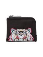 Kenzo Black And Blue Logo Embroidered Cotton Wallet
