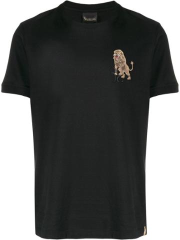 Billionaire Lion Embroidered Crewneck T-shirt - Black