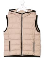 Paolo Pecora Kids Zipped Hooded Gilet - Brown