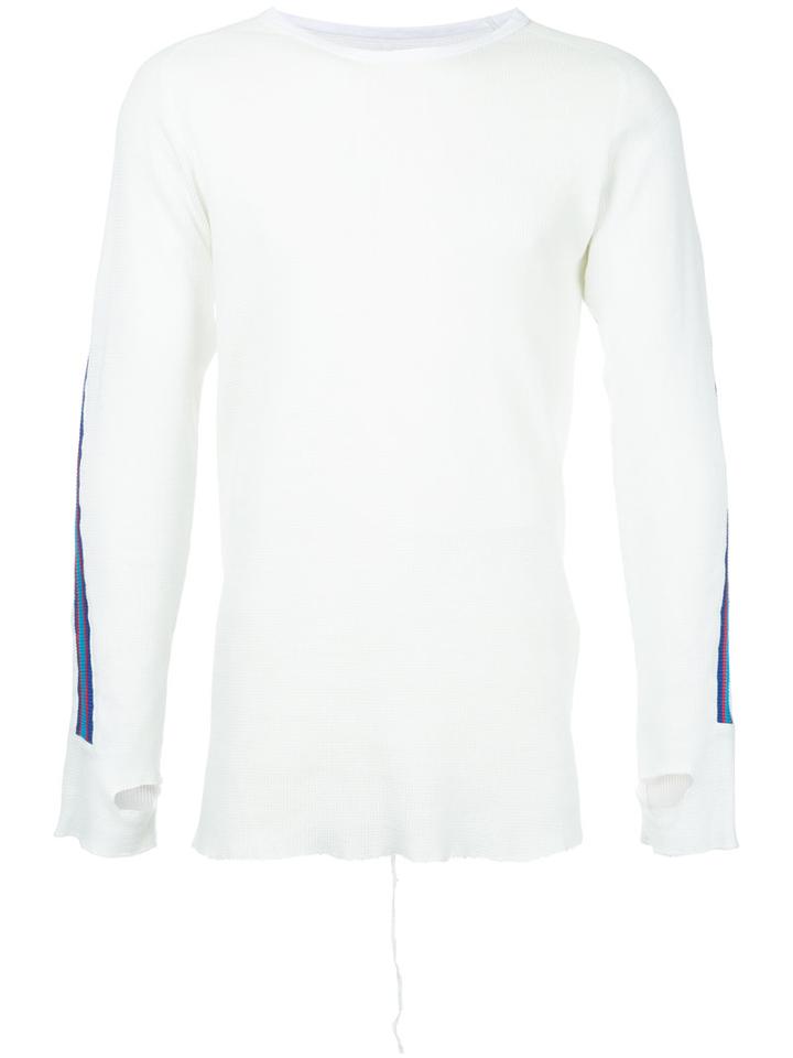 Facetasm - Stripe Detail Longsleeve Sweater - Men - Cotton - 5, White, Cotton