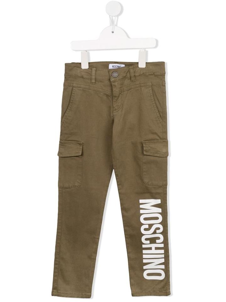 Moschino Kids Logo Print Cargo Trousers, Boy's, Size: 8 Yrs, Green