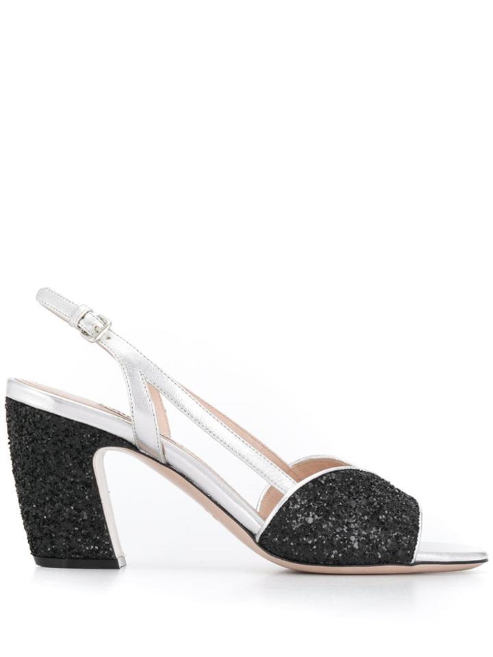 Miu Miu Sandals With Glitter Details - Black