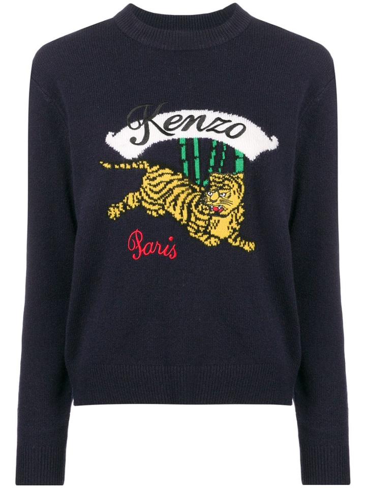 Kenzo Bamboo Tiger Knitted Sweater - Blue